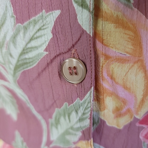 Vintage 90s Large Collar Floral Flowy Hem Blouse Lavender Passports S - Picture 3 of 11